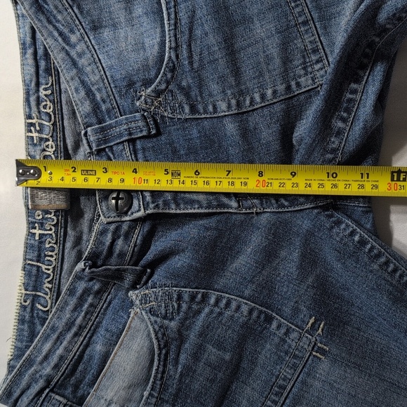 Industrial Cotton Jeans Size 7 Flare Embroidered Pocket - Picture 10 of 12